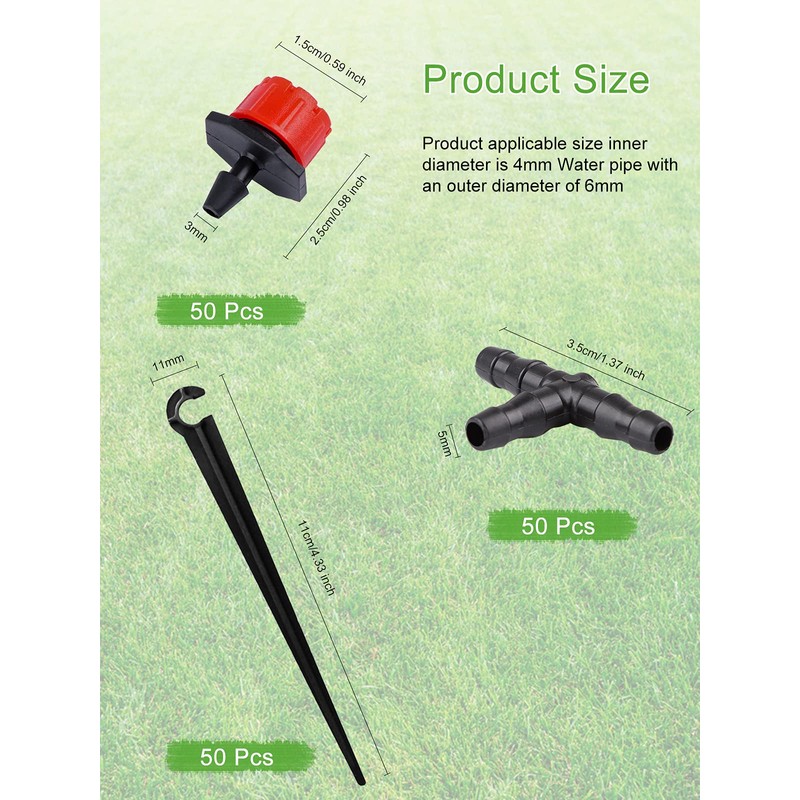 Kalolary 150PCS Drip Irrigation Kit Accessories Plant Watering System Adjustable