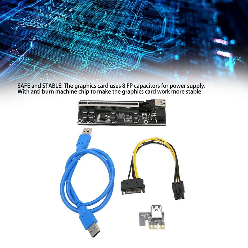 PCIE Riser Stable 8 FP Capacitors Gold Plated USB3.0 Interface