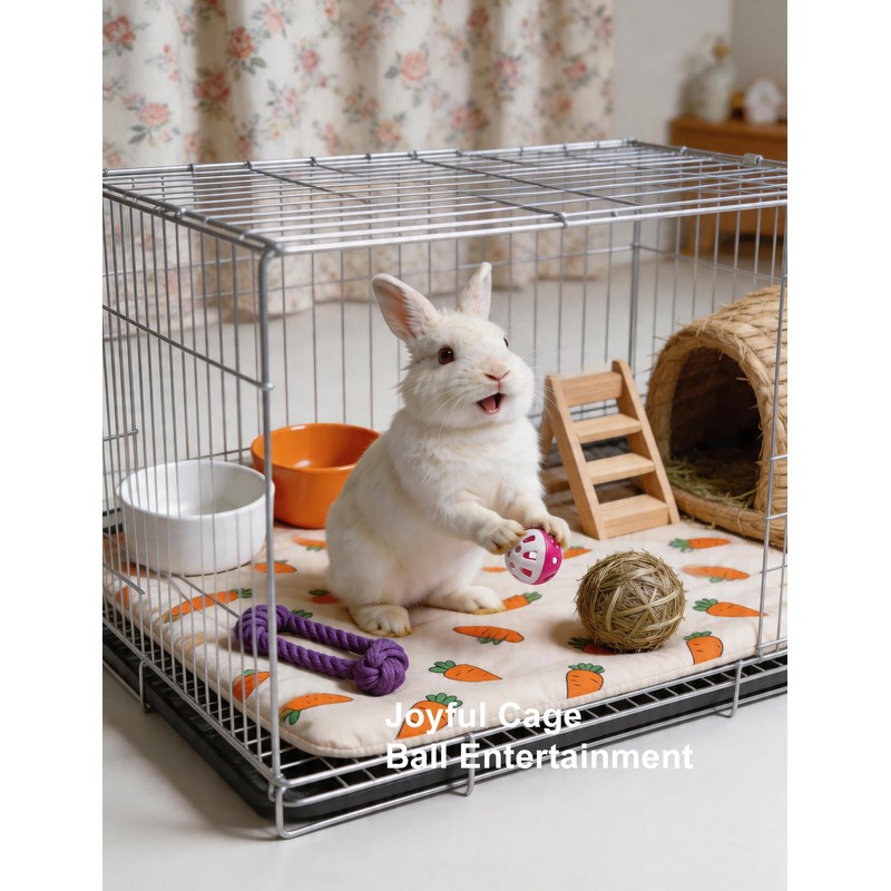 Rabbit Toys 10-Pack with Jingle Bells, Interactive Cage Enrichment Balls