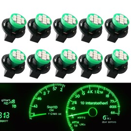 Winetis T10 194 168 LED Dash Instrument Light Bulbs Green with Twist Lock Socket, Extremely Bright T10 Instrument Panel Gauge Cluster Dashboard Lights Bulbs 12V 8-SMD LED Chipset, 10Pcs/Set