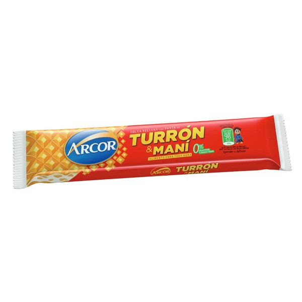 Arcor Turrón & Maní Arcor Bar with Hard Peanut Cream and Biscuit, 25 g / 0.81 oz (pack of 6)