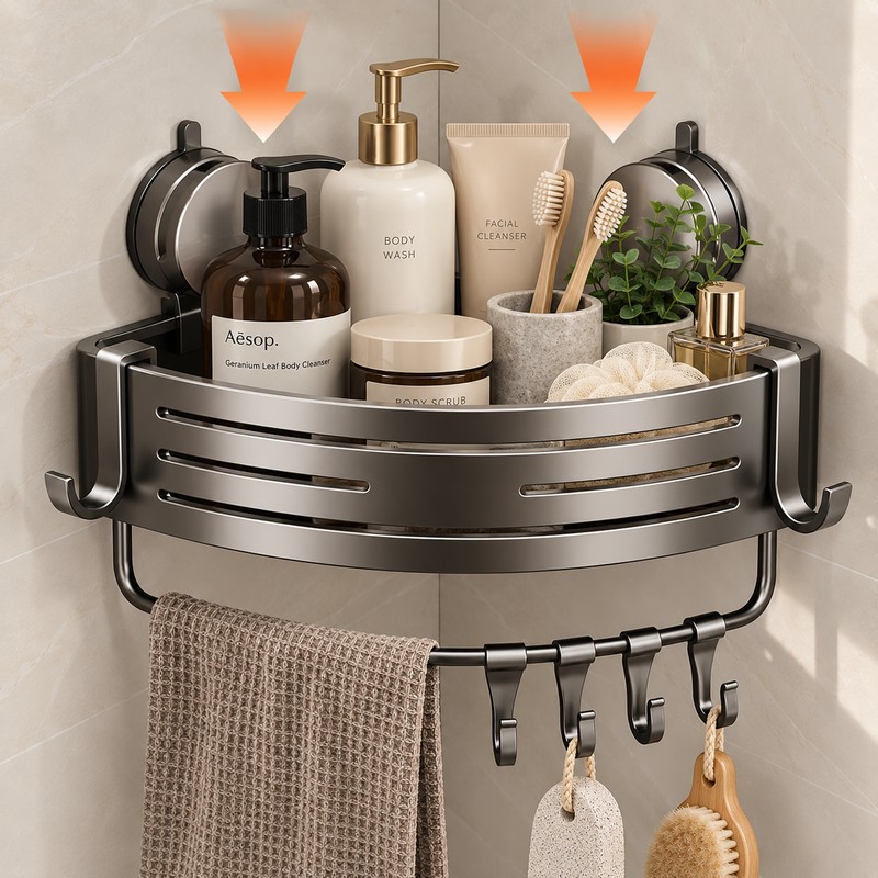 Suction Cup Bathroom Shelf for Shower Storage – Space-Saving ABS