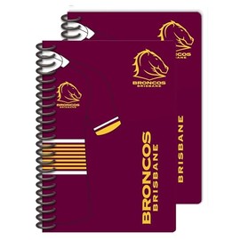 Brisbane Broncos NRL Rugby League Set of 2 Notebooks A5