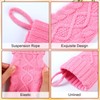 Hungdao 24 Pcs Pink White Christmas Stockings 8.3 Inch Mini