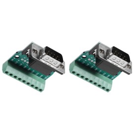 TA-VIGOR 2pcs D-sub DB9 Breakout Board Connector 9 Pin 2 Row Male Plug RS232 Serial Port Solderless Terminal Block Adapter for CNC PC Printer