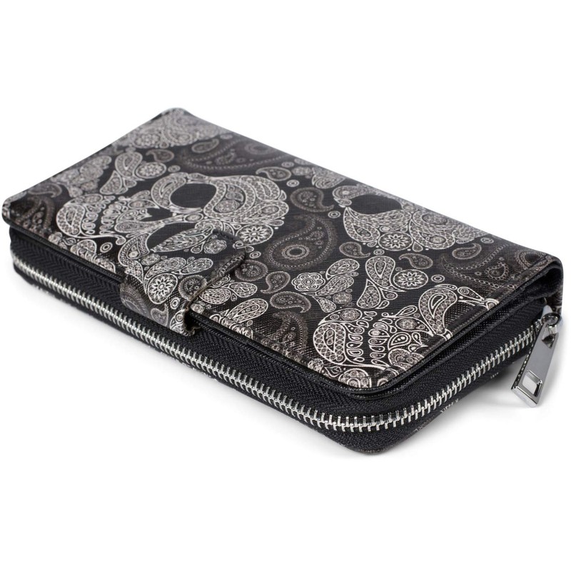 styleBREAKER Ladies Purse with Skull Paisley Print Zip Wallet 02040118,