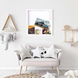 Travel Adventure Archive Box for Memories, 11.42 Inch Travel Concert Ticket Shadow Box with Slot, Life in a Box Travel Picture Frame, Memory Display Case for Desk Wall Deco (White)