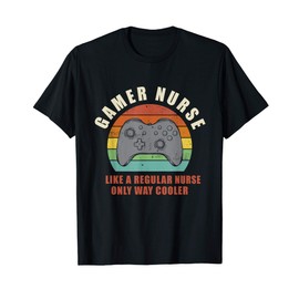 Gamer Nurse Gamepad Vintage Nurse Funny Saying Nursing T-Shirt
