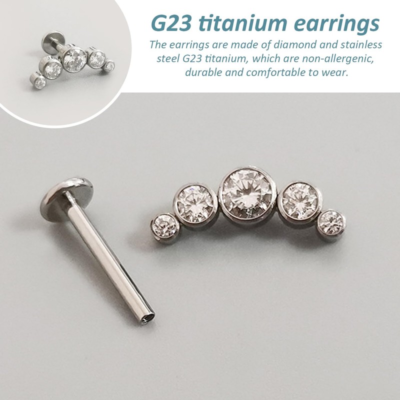 BEIBXHQQ 2 Pieces Earrings, G23 Titanium Earrings, Conch Earrings, Spiral