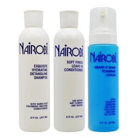 Nairobi Exquisite Hydrating Detangling Shampoo + Leave-In + Wrap-it Shine Set
