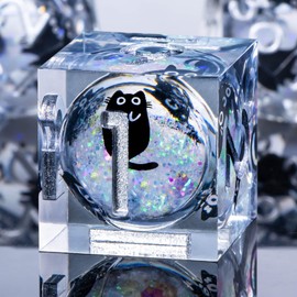 Roycevon Resin DND Dice Set with Gift Box, 7Pcs Cat Liquid Core Role Playing Dice, Rainbow White Dungeons and Dragons Sharp Edge D&D Dice D20 D12 D10 D8 D6 D4
