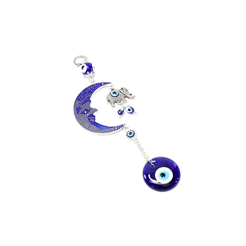 Turkish Blue Evil Eye (Nazar) Moon & Elephant Amulet Wall