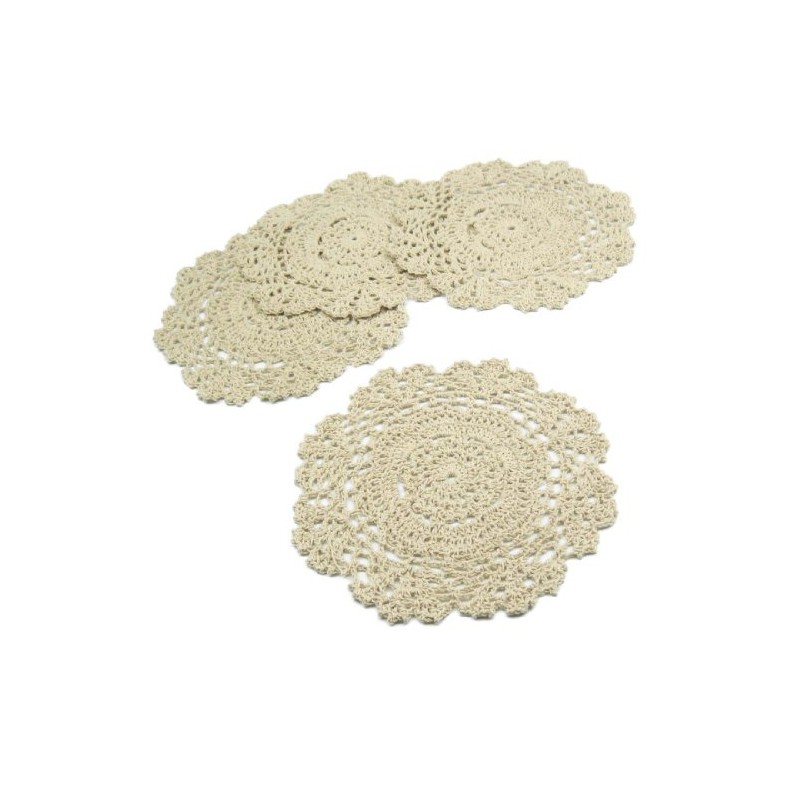 kilofly Crochet Cotton Lace Table Placemats Doilies Value Pack, 4pc,