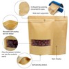 50pcs Kraft Bags with Window Resealable Stand Up Ziplock Pouches