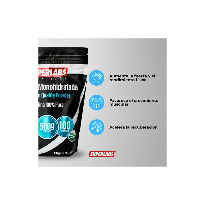 Superlabs Nutrition Creatina Monohidratada 500 Gramos Sin Sabor