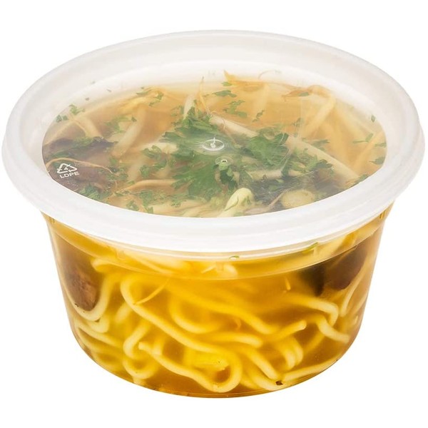 Asporto Microwavable To-Go Container - BPA Free Round Soup Container with Clear Plastic Lid - Catering & Takeout - 12 oz - Clear - Plastic - Disposable - 100ct Box - Restaurantware
