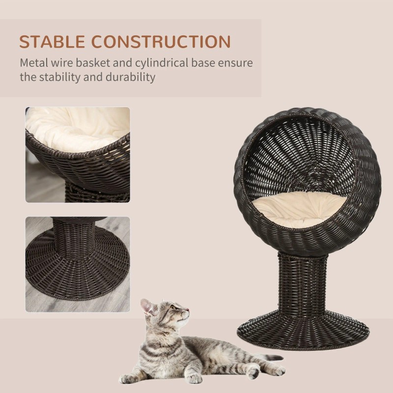 27-Inch Elevated Cat Bed with Rotatable Egg Chair Pod Thick