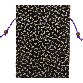 Matsumi Kogei 4589513684175 Japanese Writing Bag, Japanese Style Bookcase, Japanese Style Book, Dragonfly, Black, 8.5 x 10.8 x 0.4 inches (21.5 x 27.5 x 1 cm)