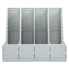 ZQS Magazine File Holder, Desk Organizer File Folder for Office Organization and Storage, Sturdy Plastic Binder Organizer, 4 Vertical Compartmente，Desktop Accessories for Home and Office Storage