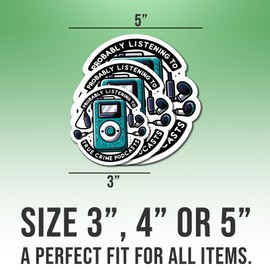 True Crime Stickers Probably Listening to True Crime Podcasts Colors Vinyl Stickers, Weather-Resistant Sticker for Water Bottles, Laptop, Window, Car Size 4"