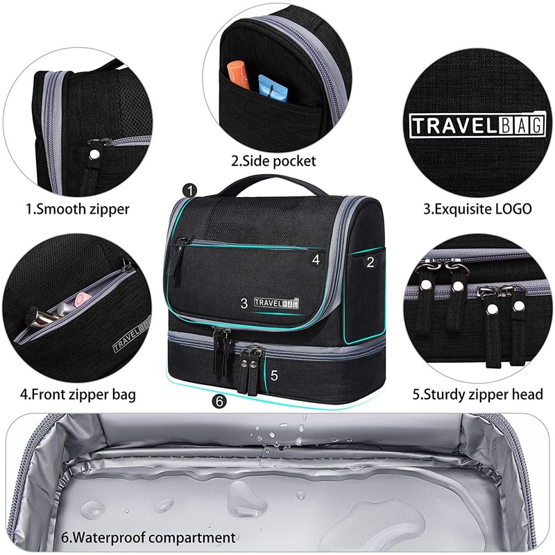 Toiletry Bag,RUMANLE Upgraded Large Hanging Travel Toiletry Organizer Kit with