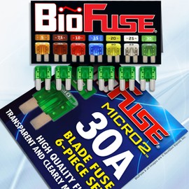 BioFuse Micro2 APT ATR 6-Piece 30A Automotive Car Fuses (Set of 6 Micro 2 Blade Fuses) Transparent and Clearly Marked