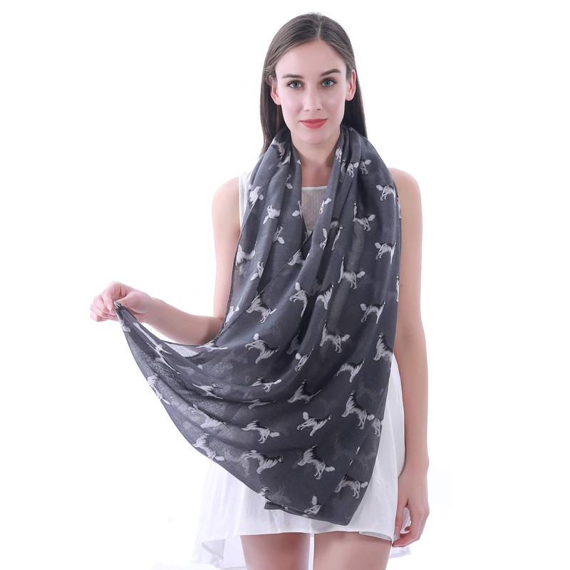 Lina & Lily Women's Loop Scarf Golden Retriever Dog, gray