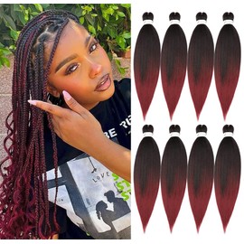 Ubeleco 8 Packs Pre-stretched Braiding Hair,24 Inch Ombre Braiding Hair Professional Soft Yaki Texture,No Itch, Hot Water Setting Hair Extensions for Braids (24in,1B/900)