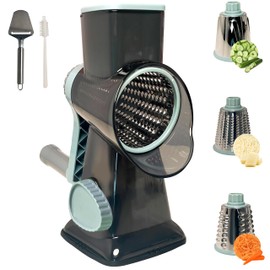 Ultra Rotary Cheese Grater – Manual Hand Crank Cheese grater & Vegetable Chopper 3 Sharp Blades & Reinforced Suction Base - Grater for cheese shredder Nuts, Vegetable - Essential Kitchen Gadgets