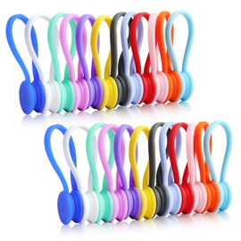 Motiloo 24 Pack Reusable Silicone Magnetic Cable Ties Strong Snap on Magnetic Cord Ties for Bundling and Organizing, Holding Stuff, Book Markers, Fridge Magnets