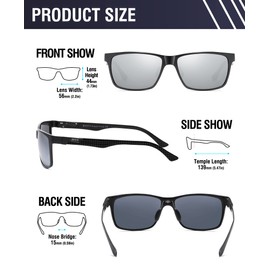 DUCO Square Polarized Sunglasses for Men Light Weight Carbon Fiber UV400 Protection Sun Glasses 8206