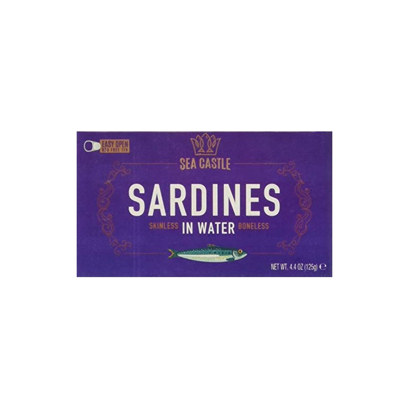 Sea Castle Skinless and Boneless Sardines in Water, 4.4oz (12