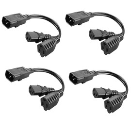 4-Pack C14 to C13+NEMA 5-15R Y Splitter Power Plug Cord,Single C14 Male to C13+Nema 5-15R Female Splitter Adapter Cable Cord,30cm