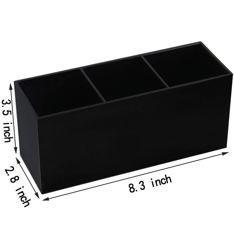Weiai Black Makeup Brush Holder Organiser, 3 Slot Acrylic Cosmetics