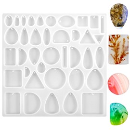 Nogeqi Silikonformen Schmuck Set, Anhänger Epoxidharz Formen Silikon mit Löchern, Silikonform Schmuck Gießform, Harz Jewelry Molds für DIY Anhänger Halskette Basteln