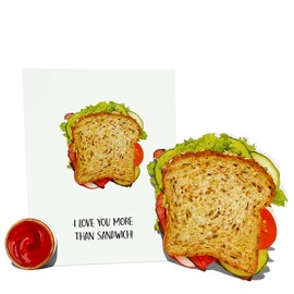 Sandwich Shaped Greeting Card, Sandwich Love Card, for Him Her, Cute Birthday Card Gifts for Boyfriend Girlfriend, Lovely Love Greeting Card for Husband Wife