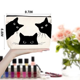 Cat Makeup Bag Cosmetic Bag Cat Gifts for Women, Gifts for Cat Lovers, Cat Mom Gifts Cute Cat Stuff Merch Cat Themed Gifts for Girls Best Friend Soul Sister Granddaughter Mother Birthday Christmas