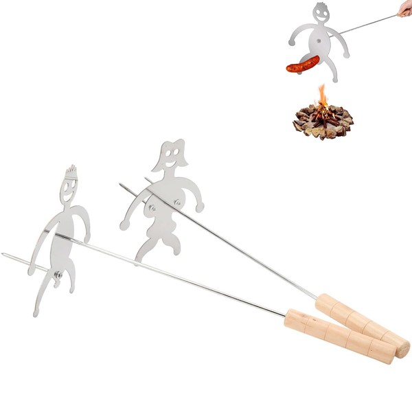 2Pcs Toasting Forks Stainless Steel Funny BBQ Skewers - Man