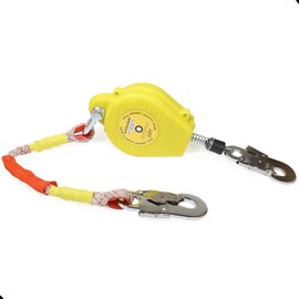 RTOVZON 11FT RTOVZON Self Retracting Lifeline, Fall Arrest Fall Protection Dual Alloy Steel Hook Steel Wire Rope Heavy Duty Retractable Lanyard, Roofing Lifeline, SRL, Safety Lanyard