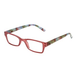 Calabria R774 Designer Colorful Rectangle Reading Glasses +1.00 Rose Red Women Readers Trendy Eyeglass w/Soft Case