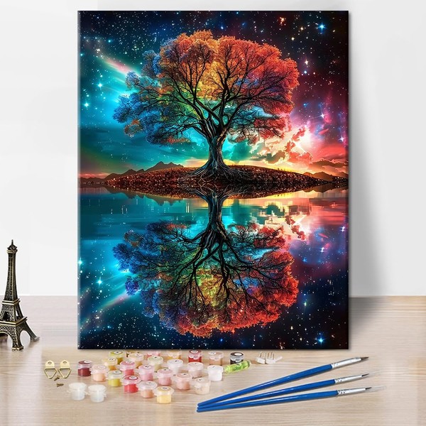 TISHIRON Paint by Numbers Kit for Adults Rainbow Tree, Oil