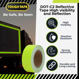 DOT C2 Reflective Tape 2IN x 100 FT - Safety Reflective Outdoor Waterproof Conspicuity Tape - Green Reflector Tape for Trailers, Vehicles, Boats - Strong Reflective Safety for Caution Warning Signs