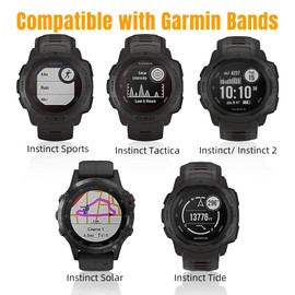 Band for Garmin Instinct Band, Soft Silicon Replacement Band for Garmin Instinc 2/ Solar/Tactical-Black