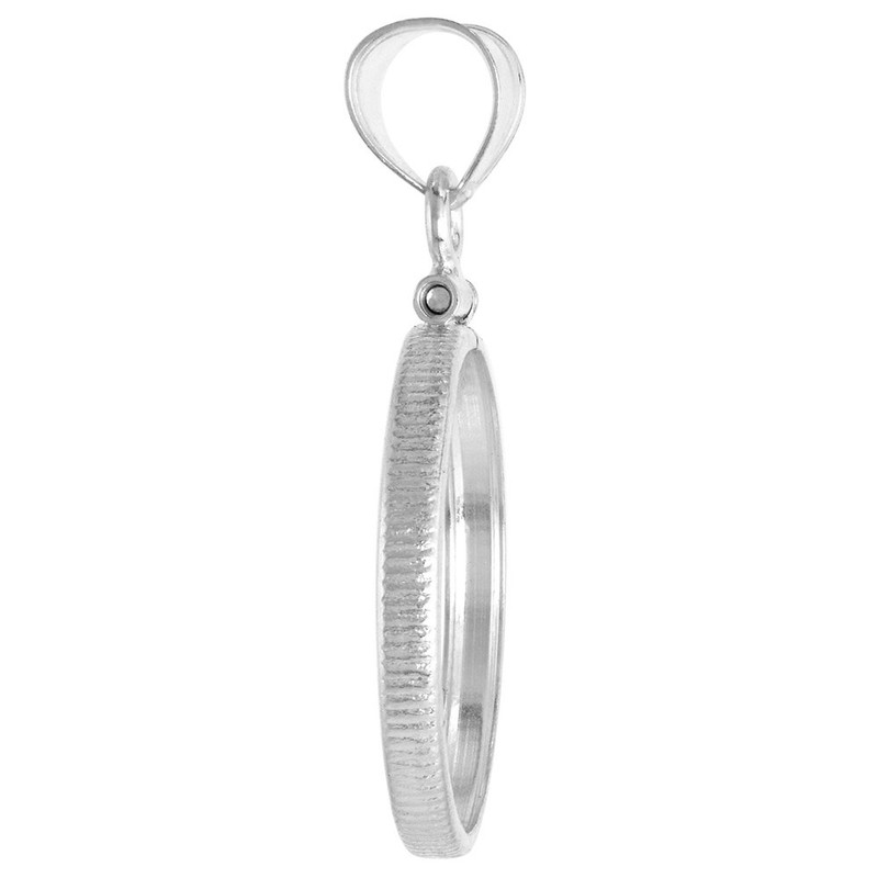 Sterling Silver Nickel Bezel Screw Top 21 mm Coin Edge