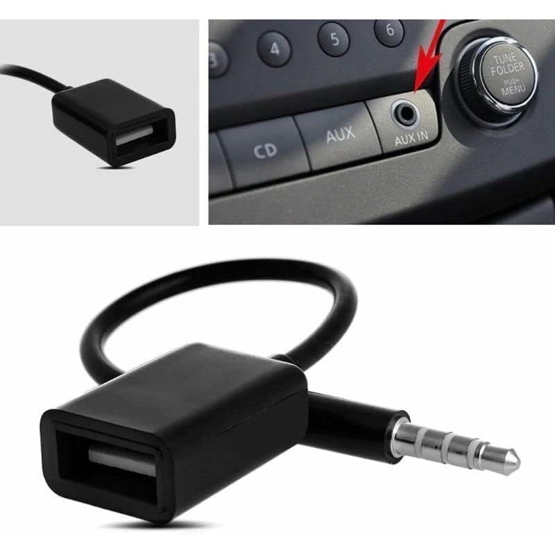 BUBUCAM 3.5mm Male AUX Audio Plug to USB Female Adapter