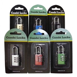 Combi-Lock 3-Digit Combination Dial Padlock (CL-301c) Gold 2ea