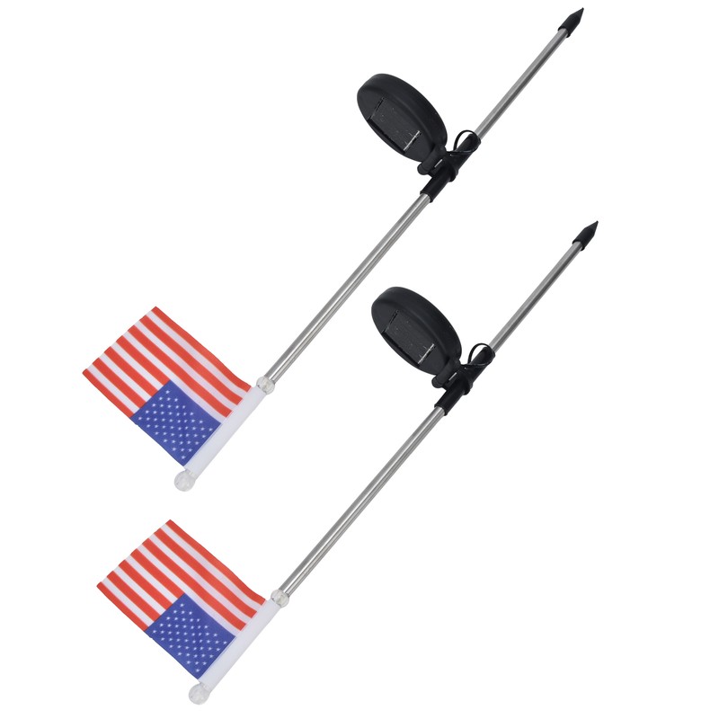 2PCS Solar Powered Garden Light Flag Lawn Stake Lamp for