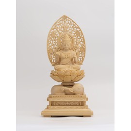Wooden Sculpture Buddha Statue of Fugen Bodhisattva 8.9 inches (22.5 cm) (Wooden: Cypress) _ Born in 19 Year of the Tatsu, Zodiac Protection Honzon, Zodiac (Fugenbosatsu Whi)