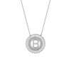 JewelryWe Initial Necklace,Silver Cubic Zirconia Circle Pendant Initial Letter Charm