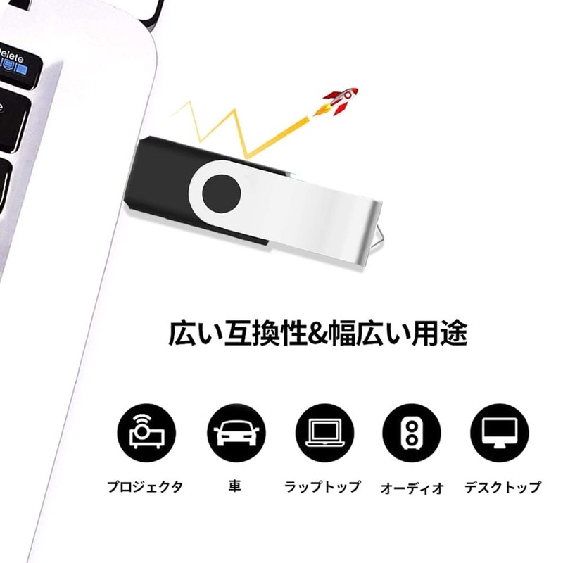 TEWENE USB Flash Drive 4GB 10-Piece Set Black Rotatable Flash